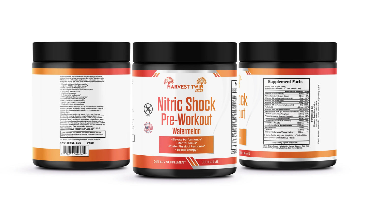 Pre-Workout Powder – Watermelon Flavor Energy Booster