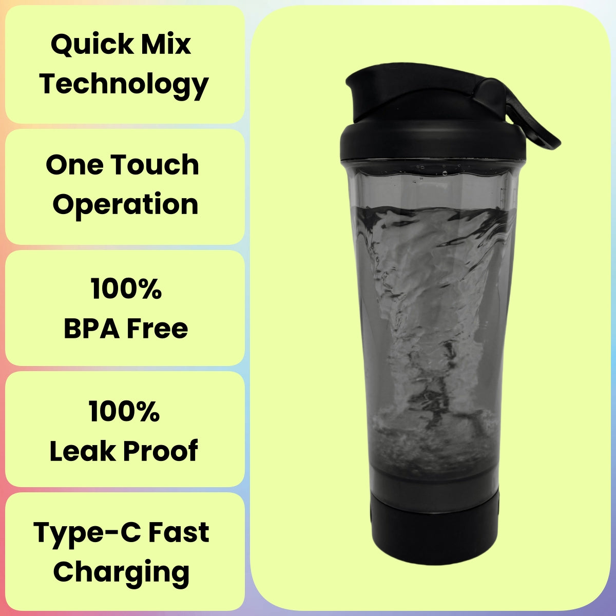 Electric Protein Shaker Bottle – Rechargeable & Portable Mixer