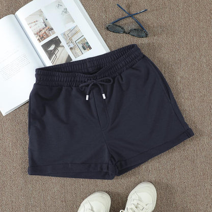 Women's Navy Blue Lounge Shorts – Tie Waist with Side Pockets