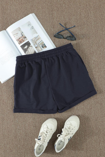 Women's Navy Blue Lounge Shorts – Tie Waist with Side Pockets