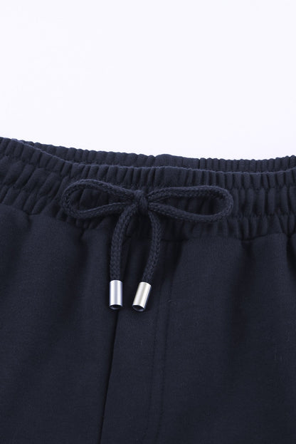 Women's Navy Blue Lounge Shorts – Tie Waist with Side Pockets