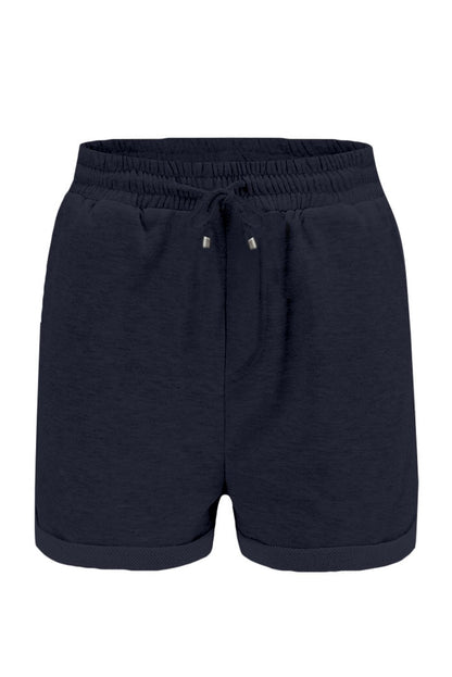 Women's Navy Blue Lounge Shorts – Tie Waist with Side Pockets